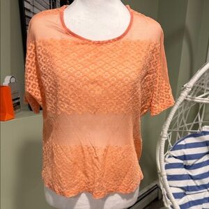 Angie’s Elegant Lace Peach Top size small
